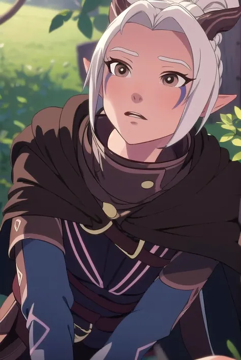 dragonrayla, <lyco:rayla-LYCORIStest:1>,
rayla, blonde hair, pointy ears, horns, ponytail, elf, ahoge, (brown eyes:1.5), facial mark,
BREAK cape, armor,
BREAK looking at viewer,
BREAK outdoors,
BREAK <lora:GoodHands-vanilla:1>, (masterpiece:1.2), best quality, high resolution, unity 8k wallpaper, (illustration:0.8), (beautiful detailed eyes:1.6), extremely detailed face, perfect lighting, extremely detailed CG, (perfect hands, perfect anatomy),