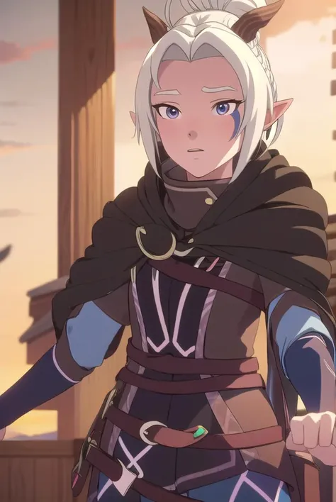 dragonrayla, <lyco:rayla-LYCORIStest:1>,
rayla, blonde hair, pointy ears, horns, ponytail, elf, ahoge, (brown eyes:1.5), facial mark,
BREAK cape, armor,
BREAK looking at viewer,
BREAK outdoors,
BREAK <lora:GoodHands-vanilla:1>, (masterpiece:1.2), best quality, high resolution, unity 8k wallpaper, (illustration:0.8), (beautiful detailed eyes:1.6), extremely detailed face, perfect lighting, extremely detailed CG, (perfect hands, perfect anatomy),