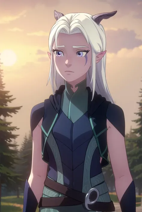 rayla, <lyco:raylav2-lyco-nochekaiser:1>,
long hair, white hair, horns, pointy ears, (purple eyes:1.1),
BREAK boots, belt, bodysuit,
BREAK outdoors, nature, forest, cloud, sky, sun, day,
BREAK looking at viewer, (cowboy shot:1.5),
BREAK <lyco:GoodHands-beta2:1>, (masterpiece:1.2), best quality, high resolution, unity 8k wallpaper, (illustration:0.8), (beautiful detailed eyes:1.6), extremely detailed face, perfect lighting, extremely detailed CG, (perfect hands, perfect anatomy),