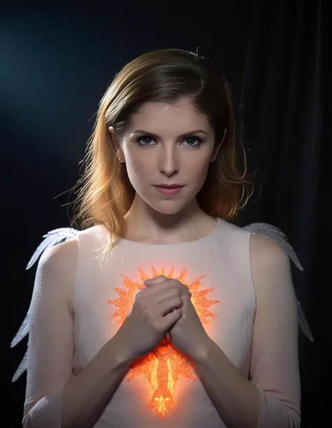 AnnaKendrick, photograph, Fiery Girl, Abbot, wearing Angel suit, Post-Rock, Moonlit, Nikon d850, L USM, <lora:AnnaKendrickSDXL:1>