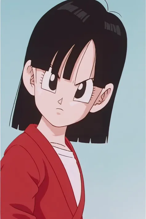 source_anime, score_9, score_8_up, score_7_up, anime screencap,8k, absurd res,
pan \(dragon ball\), 1girl, solo, looking at viewer, short hair, bangs, black hair, closed mouth, upper body, black eyes, frown, blue background, serious, female , fake screenshot, 1990s \(style\), dougi, red topwear, white undershirt, v-shaped eyebrows, head tilt, from side, retro artstyle
<lora:panRemake_pony_v1:0.8>