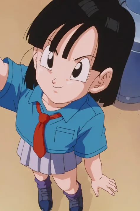 source_anime, score_9, score_8_up, score_7_up, anime screencap,8k, absurd res,
pan \(dragon ball\), 1girl, solo, looking at viewer, short hair, black hair, bangs, black eyes, eyelashes, selfie, from above, school uniform, street, city, sunlight, retro artstyle, 1990s \(style\), necktie, white collared shirt, pleated skirt,
<lora:panRemake_pony_v1:0.8>