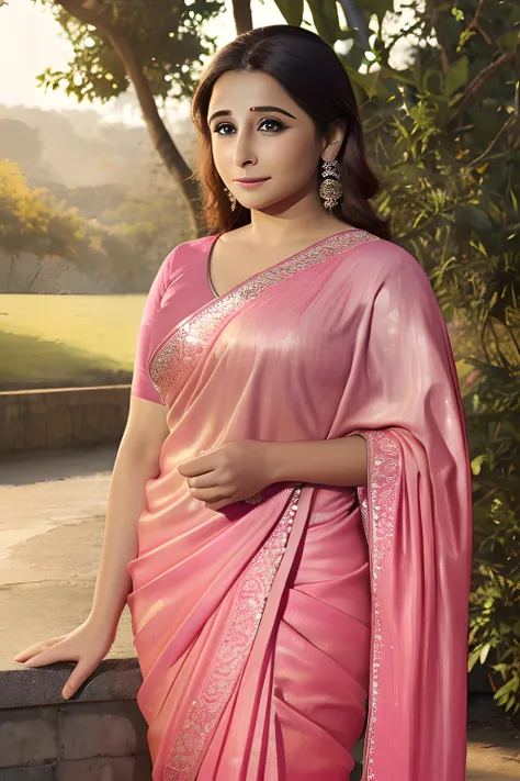(best quality, masterpiece, detailed, realistic, photo-realistic, 35mm film, HDR, 4k, sharp focus, Highres:1.3), full body, Indian, 1girl, focusing on camera, leaning, realistic body, detailed eyes, detailed face, ultra high details, masterpiece , perfect eyes, outdoors, large breasts, portrait, full body, looking at viewer,
vidyabalan, vidya balan, aged down, light skin,
pink dress, saree, pink saree,
<lora:Vidya Balan:0.6>