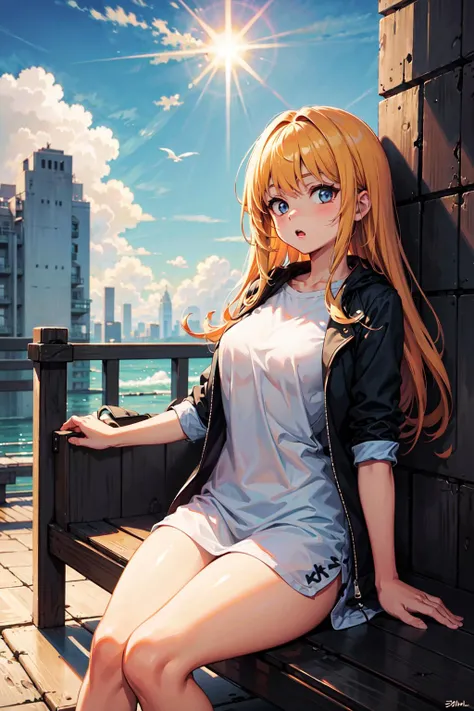 best quality, sunshine, detailed background,extremely detailed,body ratio, girl, cute,