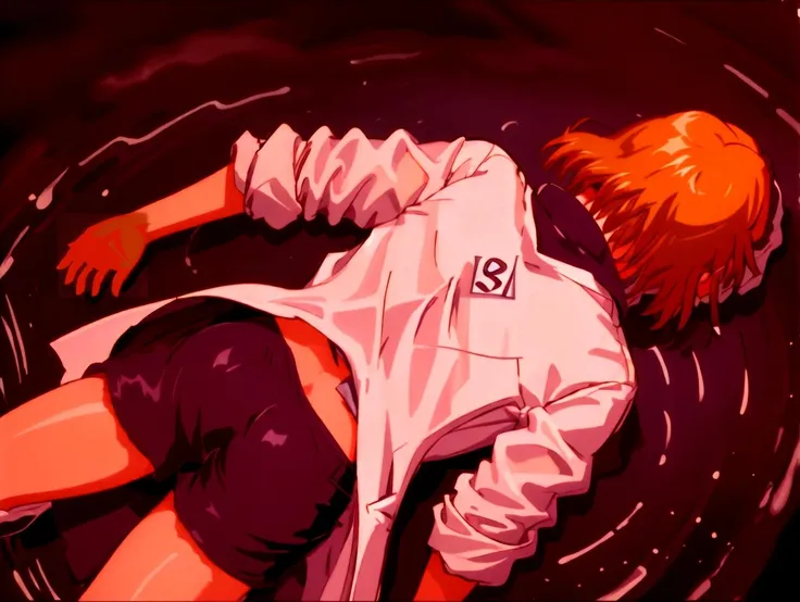 score_9, score_8_up, score_7_up, score_6_up, score_5_up, score_4_up, source_anime, Lain, 1girl, solo, anime screencap, red eyes, red hair, white camisole, leaning back against wall, spread legs, pussy, strap slip, injury, dirt, dirty, warehouse, concrete floor, metal wall, rusty, cum inside pussy, sweat, looking down, eyes down, bags under eyes, cum on floor, used condoms, pussy juice, pussy juice on floor, dark, sad, nipple, torn clothes, bruise,