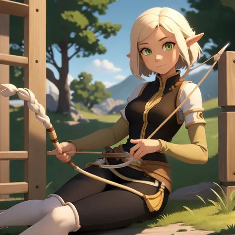 <lora:wakfu-cra> beautiful female archer, masterpiece, high detail