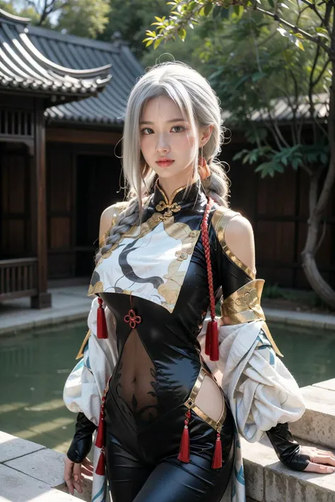 ,Close-up of miss wearing white mask, Beautiful character painting, guweiz, Gurwitz-style artwork, White-haired god, author:Yang Jie, Epic and beautiful character art, Stunning character art, author:Fan Qi, by Wuzhun Shifan, pixiv Art Street Guviz, Single ponytail, insult, High Ponytail, Tall and big, Long legs, (Sleeveless lace shirt), (shorts), (Striped )), ((Striped )), Walk, elegant, dignified, miss, Beautiful curves, sweet smile, Strong sense of detail and layering, Rich and colorful color, Has a unique texture, rich and colorful, color, vivid, design art, 16K, Ultra Detailed, {{illustration}}, {Extremely refined}, {Exquisite surface treatment}, Ultra Detailed, Delicate and shining eyes, {{Movie Lighting}}, Extreme lighting effects, Model: realism, CFG size: 12, Laura: Bright texture (1.35), high quality, masterpiece, Exquisite facial features, Delicate hair depiction, Detailed depiction of the eyes, masterpiece, best quality, Ray Tracing, Extremely detailed CG unified 8k wallpaper, masterpiece, best quality, (1 girl), Perfect Miss Body, (((tight white t shirt))), (Delicate face), Black short hair, Tie your hair up, light blue hairpin, (White skin), (Optimal lighting), (Super intricate details), 4k unity, (Ultra Detailed CG), Showing off her white legs, , Hot Pants, shorts,