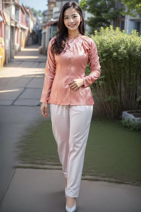 (extremely awesome detailed 4fingers and 1thumbs:1.1), ((ancient vietnamese)), detailed face, beautiful face, (best quality, masterpiece, intricate details:1.4), shiny skin, ultra high res,(realistic:1.5)), (best quality, masterpiece),14 year old, teenage,((((1 girl, solo))), pale skin, dimly lit, shade, flustered, blush, highly detailed, ((full body:1.2)), skinny,  film grain, wrinkled skin, nose blush, full-face blush, best quality, ultra high res, hyper detailed, (natural lighting), 1girl, cute face, nose blush, (full body:1.1), ((warm smile)), (((looking at viewer))), ((outdoors)), ((countryside)), knee, ((standing pose)), ((from below)),  
((wearing white <lora:aobaba02:0.65>)),, (masterpiece,best quality:1.5)