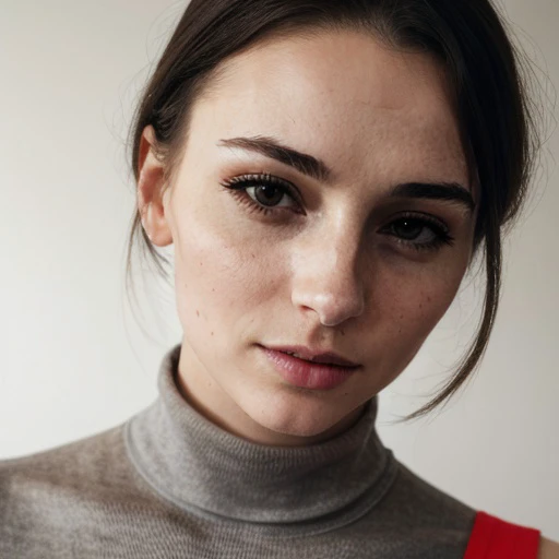 <lora:itskaylaerin_sd15_512_128_64_v1:1> 1girl solo looking at viewer wearing a turtleneck sweater epiCRealism