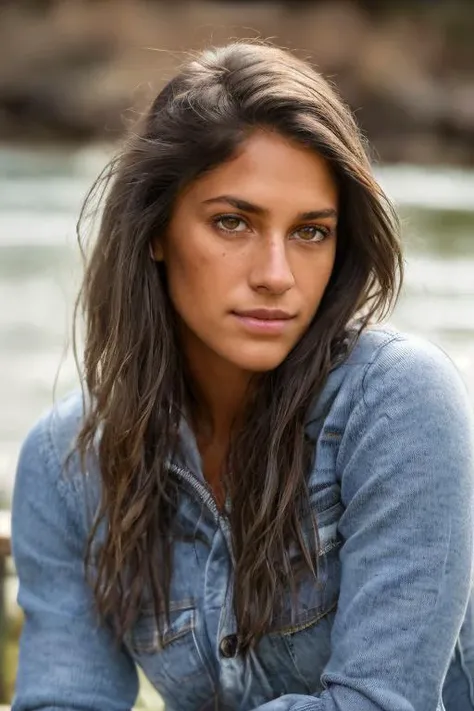 (((Head Portrait))), ((wearing sweater and distressed jeans)), (((in the country modeling near a river))), ((sitting on a bench next to the river)), extremely intricate, High Detail, Sharp focus, dramatic, soft cinematic light, (looking at viewer), (detailed pupils), smiling, 24mm, photo lab, elegant, insane details, 
hyperdetailed, low contrast, epiCRealism, <lora:Allison_Stokke:0.85> allison stokke