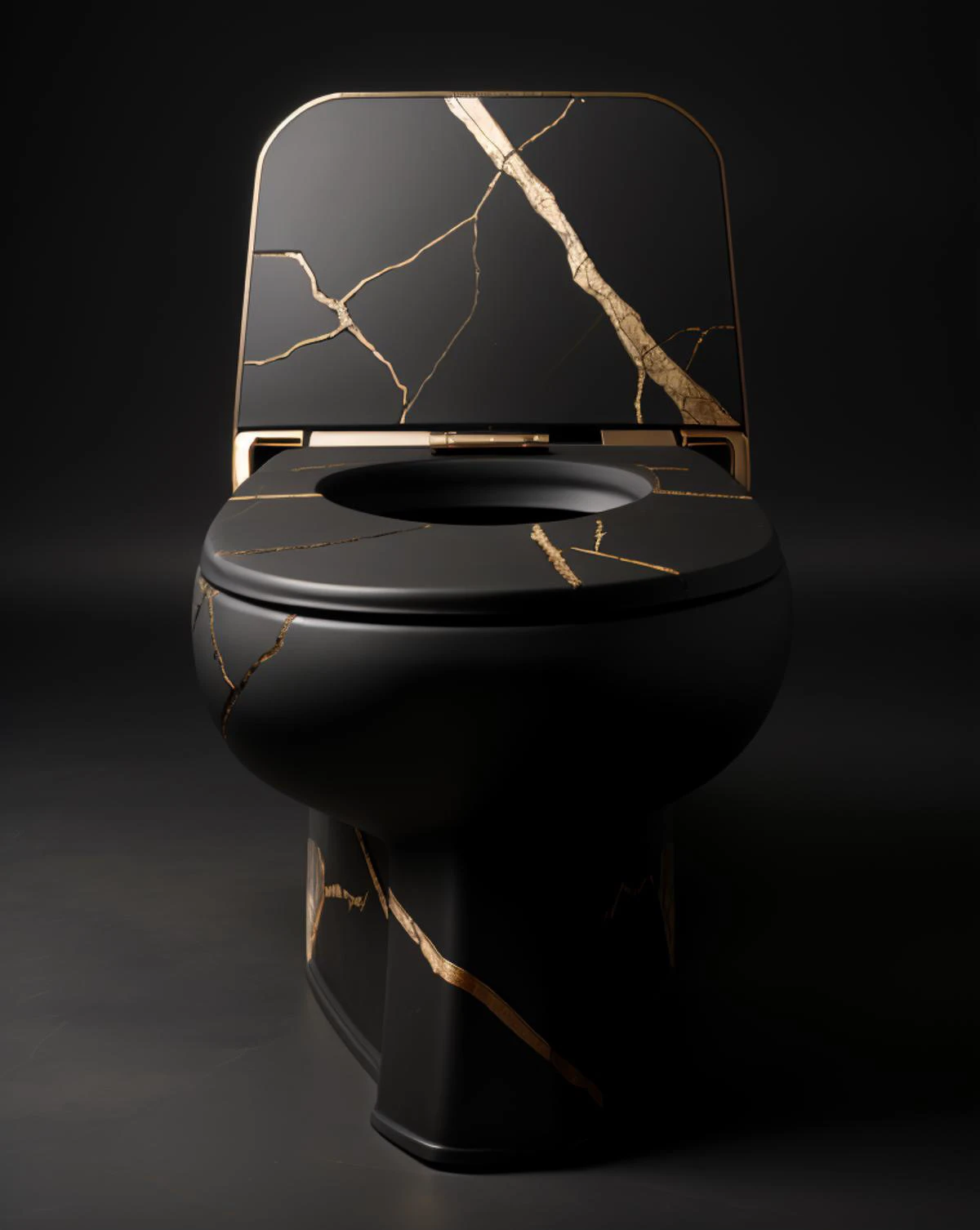 kintsugi, A black flush toilet,black background ,<lora:kintsugi:0.9>