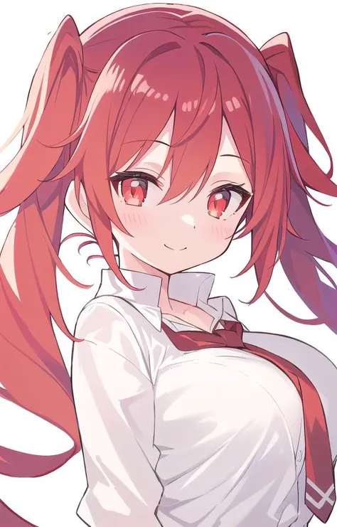 masterpiece, best quality, ultra-detailed, beautiful lighting, 1girl, red hair, red eyes, perfect face, (perfect eyes:1.2), white shirt, calm, closed mouth, smile, breasts, (simple_backround:1.6, white_backround:1.3), pov
<lora:blade-doodle_v2.0:0.7>
