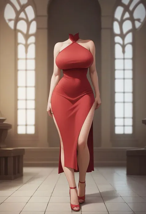score_9,score_8_up,score_7_up,score_6_up,score_5_up,score_4_up,source_anime BREAK headless,full body shot, <lora:sdxlponyheadless-000006:1>, large breasts, tight dress, short skirt, high heels, clevage, inside