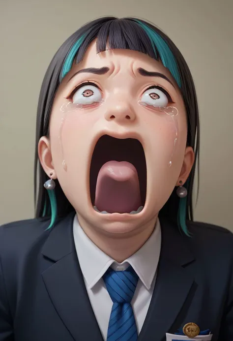 score_9, score_8_up, score_7_up, source_anime, solo, 1girl, edgAllmind, screaming, open mouth, crying with eyes open, blunt bangs, two tone hair, black suit, necktie, mixxxed, earrings <lora:concept_aquascreaming_ponyXL:1> <lora:edgAllMindPonyv1:0.9>