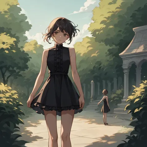 score_9, score_8_up, score_7_up, source_anime,
(dress, black dress, short dress, sleeveless dress, frilled dress)