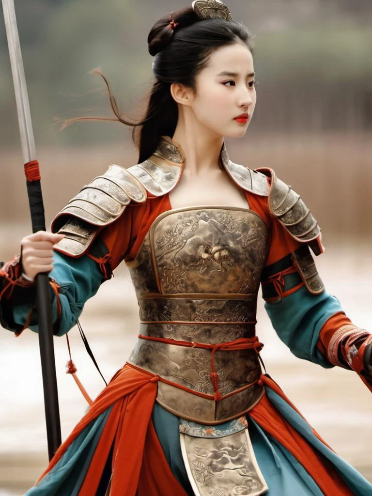 liuyifei <lora:liuyifei_dragon_XL_8-000006:0.6> ,ancient chinese armor,sexy, best proportion, high res