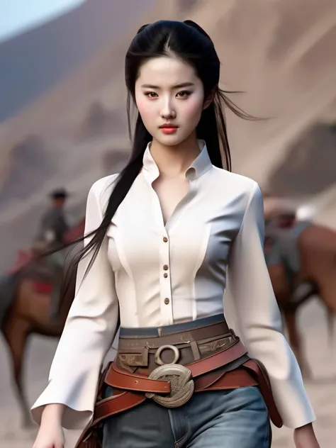 liuyifei,photo realistic, sexy, unity 4k wallpaper,highres,cowboy shot look model revealed, trending in artstation, look models, realistic maximum FPS woman, look model revealed, (high details:1.42), GUCCI, digital painting, proprietary shot, (high details:1.42),- octane,10k, height <lora:liuyifei_dragon_XL_8-000006:0.6>