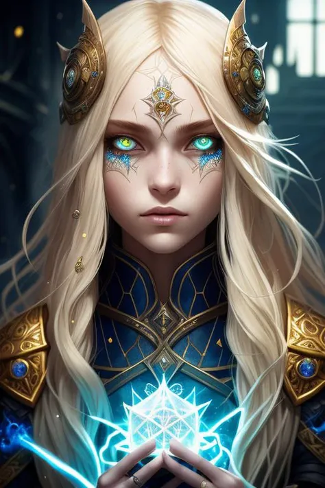 highly detailed sorceress, glowing soulful eyes ,thick lips, blonde hair, trending on artstation, sharp focus, studio photo, intricate details, highly detailed, by Jordan grimmer, elden ring, detailed face, detailed pupils, smoothand yoshitaka amano