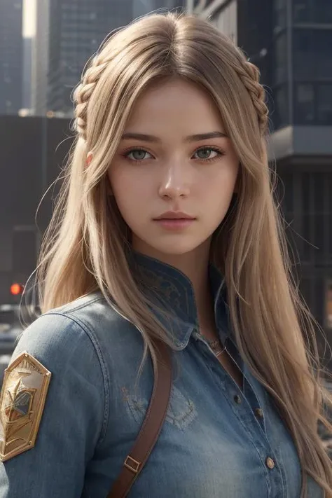 Caucasian girl, long cascading hair, future city, (best quality, masterpiece, illustration, photorealistic, photo-realistic), (realistic:1.4), RAW photo, ultra-detailed, CG, unity, 8k wallpaper,16k wallpaper, extremely detailed CG, extremely detailed, an extremely delicate and beautiful, extremely detailed, Amazing, finely detail, official art, High quality texture, incredibly absurdres, highres, huge filesize, highres,