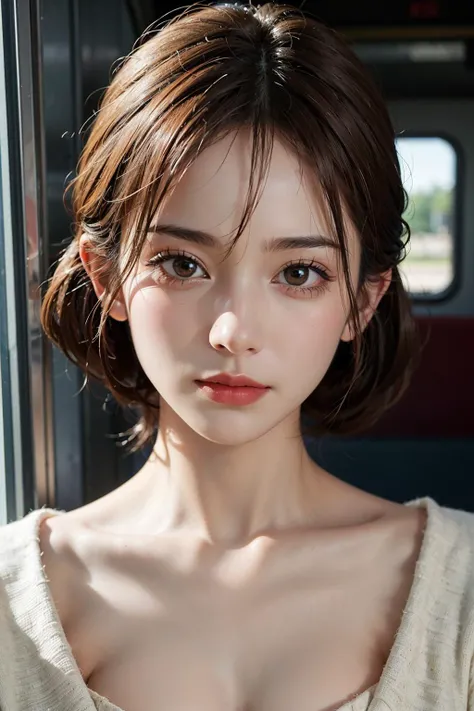 1girl, looking outside, in train, modern, relaxing, intricate details, ((beautiful face)), (((best quality, masterpiece))),(((realistic))), <lora:JapaneseDollLikeness_v15:0.1>,