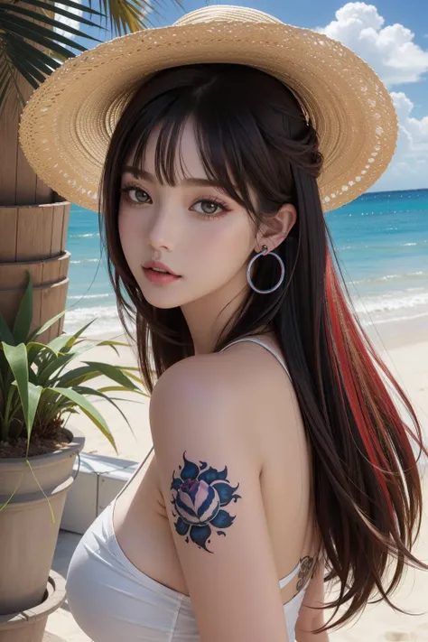 Mohawk、、Goth、(Tabletop), (Portraiture), (beautiful), (beautiful), (Upper blood), (high quality), (Professional Perspective), (Rule of thirds), (feminine), (woman), (beautiful),(feminine features), (Age 25), alone, woman1名, (Attractive punk girl), Winters, Dramatic Light,), anddgy makeup, (Small Bust), , (Front Face), (Resistance的な表情), ((Resistance)), (Tattoo), (dyed (and.G. and pink) hair), (spiky hair), (Thick hair), Matte shine hair, (Hair bands scattered in the hair), (Green eyes), (A bold and daring look), (Pale skin), (Dark colored bikini), (Earrings), (necklace), (), ((Beachside at night:1.4)), (Close-up shot), beautiful hands, both hands, Normal hand, Two arms, Complete Hand, beautiful body, beautiful fingers, Normal finger, Five Fingers, Five Fingers, (Thumb Index Finger Ring Finger), beautiful ears, Normal ear, beautiful eyes, Shining Eyes, beautiful mouth, beautiful lips,((Dreadlocks:1.4)),(((Completely naked))),(((nsfw)))