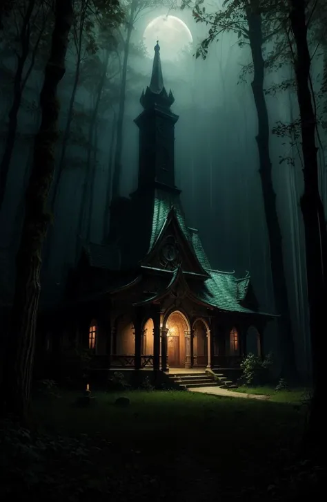 (volumetric lighting, best shadows, dark art, creepy atmosphere), (good oil painting style, dry brush, dark studio, ethereal fog atmosphere, glowing fog atmosphere)
A lush forest bathed in the silver light of the moon, where ghostly creatures can be glimpsed among the branches.
cementery in the old forest, Trees with leaves that shine with iridescent colors, flowers that open only at night and emanate an intoxicating aroma, vines that move with a life of their own.
((intrinsic roots, fog, (luminescent circular runes, high details), hi-res, pastel colors, candles, tenebrous, moss, graves, skulls))
The trees are made full with large eyes and a smile by Greg Rutkowski trending on ArtStation deviantart pinterest hyper detailed photorealistic highlights & shadow hd 8k post-processing high resolution award winning masterpiece artgerm greg rutowski alphonse mucha gustav klimt octane render ultra realistic oil painting muted colours low angle view from below only one person at frame looking up out square to an endless abyss overgrown valley towards it's horizon into another dimension or not seen far away there is no time for this man standing watching him through
<lora:intricatedetails:0.5> <lora:nighttime_v1:0.7> <lora:GothicHorrorAI:0.5>