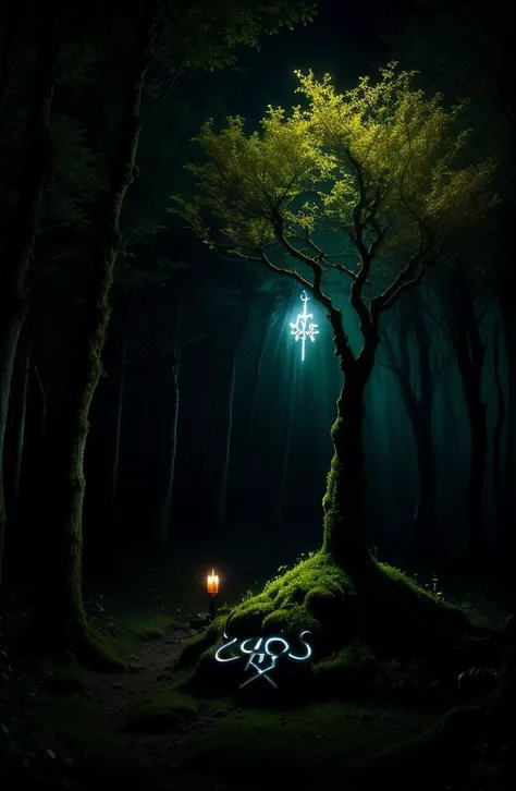 (volumetric lighting, best shadows, dark art, creepy atmosphere), (good oil painting style, dry brush, dark studio, ethereal atmosphere, glowing atmosphere)
A lush forest bathed in the silver light of the moon, where ghostly creatures can be glimpsed among the branches.
cementery in the old forest, Trees with leaves that shine with iridescent colors, flowers that open only at night and emanate an intoxicating aroma, vines that move with a life of their own. 
((intrinsic roots, (luminescent circular runes, glowing flowers), hi-res, pastel colors, candles, tenebrous, moss, graves, skulls))
<lora:intricatedetails:0.5> <lora:nighttime_v1:0.7> <lora:GothicHorrorAI:0.5>