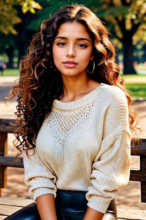 S422_DeboraGomes, long hair, smiling, modern photo, (wearing edgPO pullover, edgPO), <lora:edgPullovers:1>, (wearing leggings), (cowboy shot), (35mm, F/2.8) Photo Focus, DOF, Aperture, insanely detailed and intricate, character, hypermaximalist, beautiful, revealing, appealing, attractive, amative, hyper realistic, super detailed, beautiful girl, ((detailed eyes)), long eyelashes, (glossy lips), in the park, daytime, bright lighting, modeling