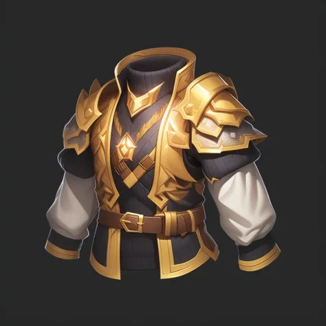 game icon institute, game icon, armor, belt, simple background, cropped arms, cropped torso, sweater,,(black background),  <lora:game icon institute_kuijia_v1-000018:0.9>