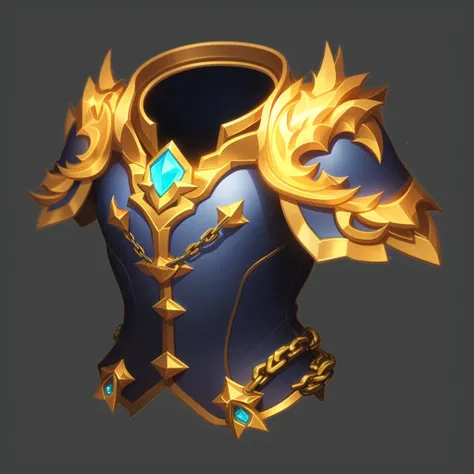 game icon institute, game icon, armor, white background, simple background, gem, shoulder armor, chain, no humans, cropped torso, (black background), <lora:game icon institute_kuijia_v1-000018:0.9>