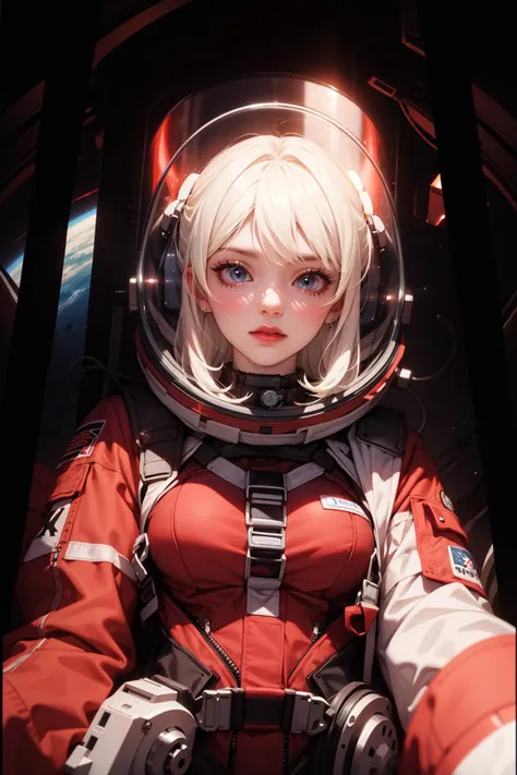 (masterpiece, best quality, intricate details, highly detailed:1.2), 3d, realistic , highres, 8k, absurdres, 1girl, spacesuit, space helmet, science fiction,