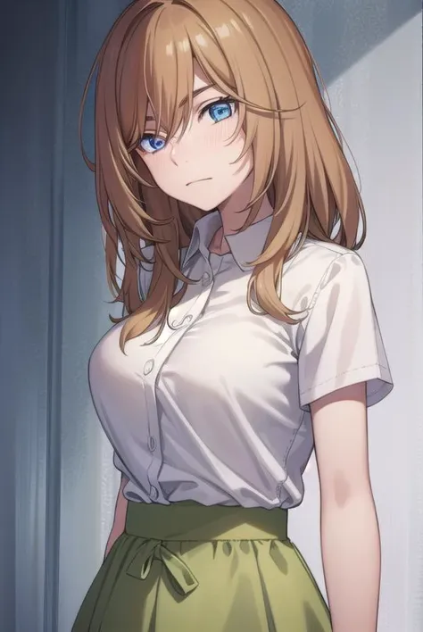 kyoukokouda, <lora:kyoukokouda-lora-nochekaiser:1>,
kyouko kouda, long hair, blue eyes, brown hair,
BREAK shirt, collared shirt, white shirt, skirt, long skirt, green skirt,
BREAK looking at viewer, full body,
BREAK indoors,
BREAK <lyco:GoodHands-beta2:1>, (masterpiece:1.2), best quality, high resolution, unity 8k wallpaper, (illustration:0.8), (beautiful detailed eyes:1.6), extremely detailed face, perfect lighting, extremely detailed CG, (perfect hands, perfect anatomy),