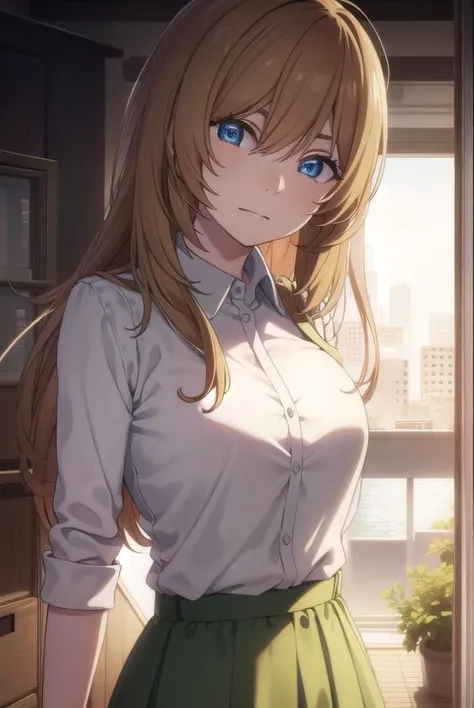 kyoukokouda, <lora:kyoukokouda-lora-nochekaiser:1>,
kyouko kouda, long hair, blue eyes, brown hair,
BREAK shirt, collared shirt, white shirt, skirt, long skirt, green skirt,
BREAK looking at viewer, full body,
BREAK indoors,
BREAK <lyco:GoodHands-beta2:1>, (masterpiece:1.2), best quality, high resolution, unity 8k wallpaper, (illustration:0.8), (beautiful detailed eyes:1.6), extremely detailed face, perfect lighting, extremely detailed CG, (perfect hands, perfect anatomy),
