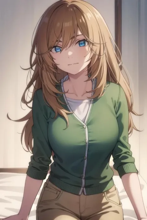 kyoukokouda, <lora:kyoukokouda-lora-nochekaiser:1>,
kyouko kouda, long hair, blue eyes, brown hair,
BREAK cardgian, green cardigan, shorts,
BREAK looking at viewer, full body,
BREAK indoors, bed,
BREAK <lyco:GoodHands-beta2:1>, (masterpiece:1.2), best quality, high resolution, unity 8k wallpaper, (illustration:0.8), (beautiful detailed eyes:1.6), extremely detailed face, perfect lighting, extremely detailed CG, (perfect hands, perfect anatomy),