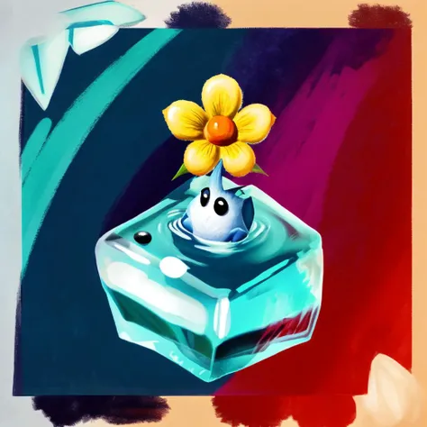 <lora:Ink:0.5> ink, sumi-e artstyle, sfw,
pop art, abstract background, expressive artstyle with exaggerated proportions. Hard Shading.
with aquatic like qualities. <lora:Pikmin:1> Ice Pikmin, yellow flower