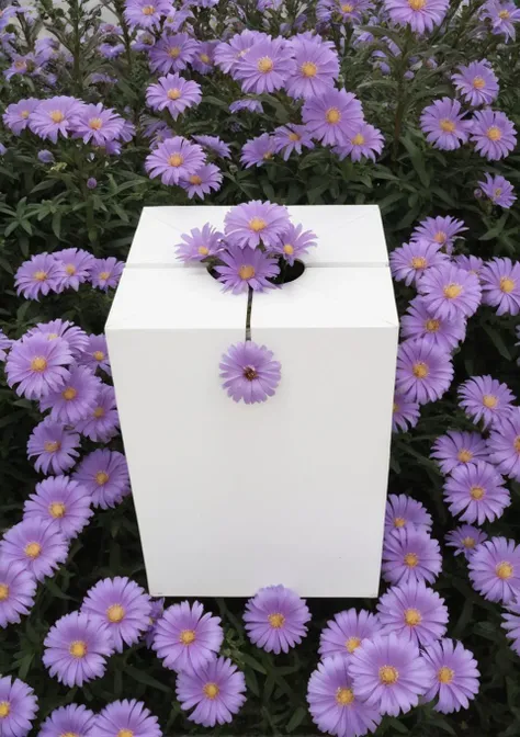 <lora:Purple Dom SDXL-000002:1>
flower, purple flower,  Bloom around the white box,symmetry, best quality, high quality, highres, masterpiece,