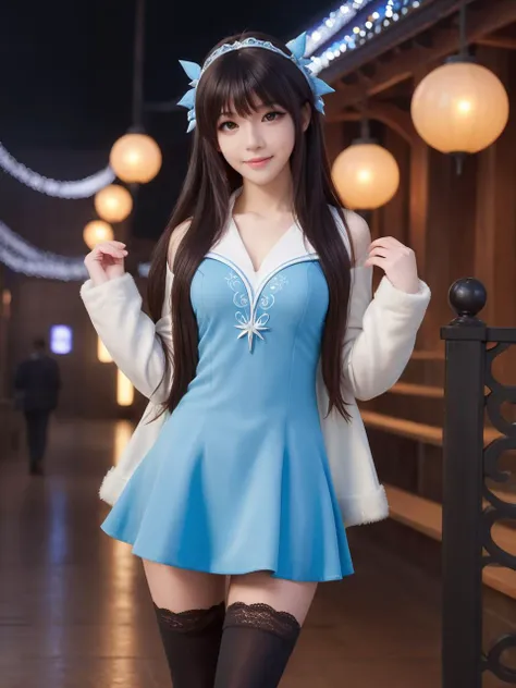 best quality,masterpiece,ray tracing, global illumination, solo, science fiction,magi the labyrinth of magic, symmetry, facing viewer, lucia, (light smile:0.5), looking at viewer, long hair, (((bangs))), depth of field, bioluminescence, 25-year-old girl,full body,winter uniform, high heels, black thighhighs, no nipples, cinemagraph, 
 <lora:SDXL lucia 000001:0.8>  
 <lora:SDXL metal è§¦å metal:0.5>,metal,