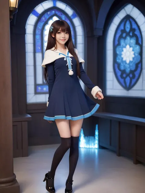 iridescent world,best quality,masterpiece,ray tracing, global illumination, solo, iridescent science fiction,iridescent magi the labyrinth of magic, symmetry, facing viewer, lucia, (light smile:0.5), looking at viewer, long hair, (((bangs))), depth of field, bioluminescence, 25-year-old girl,full body,iridescent winter uniform, high heels,black thighhighs, no nipples, cinemagraph,
<lora:SDXL lucia 000001:0.8>