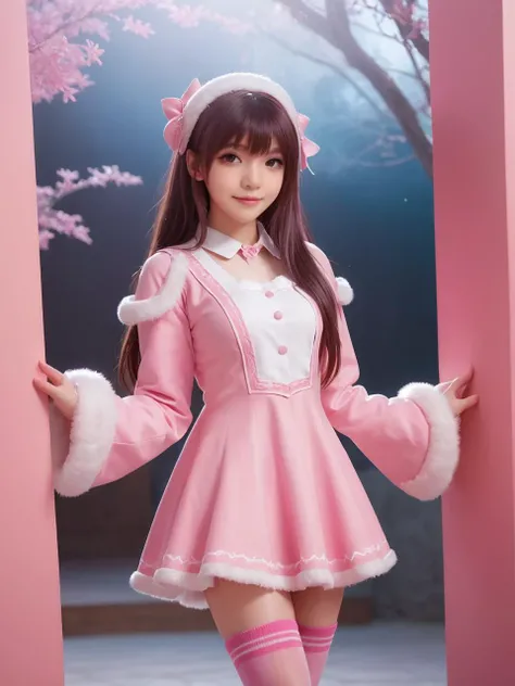 pink,pink world,best quality,masterpiece,ray tracing, global illumination, solo, pink science fiction,pink magi the labyrinth of magic, symmetry, facing viewer, lucia, (light smile:0.5), looking at viewer, long hair, (((bangs))), depth of field, bioluminescence, 25-year-old girl,full body,pink winter uniform,pink high heels,pink thighhighs, no nipples, cinemagraph, 
 <lora:SDXL lucia 000001:0.8>  
 <lora:SDXL metal è§¦å metal:0.5>,metal,