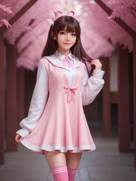 pink,pink world,best quality,masterpiece,ray tracing, global illumination, solo, pink science fiction,pink magi the labyrinth of magic, symmetry, facing viewer, lucia, (light smile:0.5), looking at viewer, long hair, (((bangs))), depth of field, bioluminescence, 25-year-old girl,full body,pink winter uniform,pink high heels,pink thighhighs, no nipples, cinemagraph, 
 <lora:SDXL lucia 000001:0.8>  
 <lora:SDXL metal è§¦å metal:0.5>,metal,