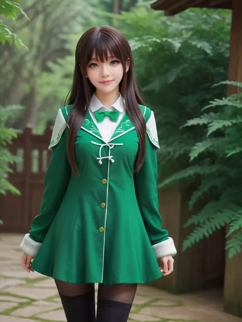green,green world,best quality,masterpiece,ray tracing, global illumination, solo, green science fiction,green magi the labyrinth of magic, symmetry, facing viewer, lucia, (light smile:0.5), looking at viewer, long hair, (((bangs))), depth of field, bioluminescence, 25-year-old girl,full body,green winter uniform,green high heels,black thighhighs, no nipples, cinemagraph,
<lora:SDXL lucia 000001:0.8>