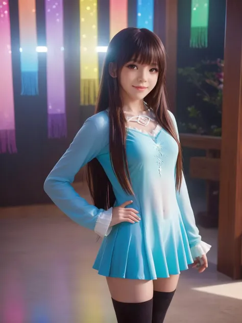 rainbow-colored world,best quality,masterpiece,ray tracing, global illumination, solo, rainbow-colored science fiction,rainbow-colored magi the labyrinth of magic, symmetry, facing viewer, lucia, (light smile:0.5), looking at viewer, long hair, (((bangs))), depth of field, bioluminescence, 25-year-old girl,full body,rainbow-colored winter uniform, high heels,black thighhighs, no nipples, cinemagraph,
<lora:SDXL lucia 000001:0.8>