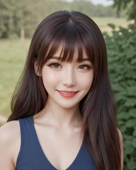 bangs, (sharpening, sharpening face):1.3, 1girl, solo, face viewer, looking at viewer, full body, cowboy shot, symmetry, no nipples, makeup, red lips, long hair, outdoors, wide hips, realistic, (masterpiece:1.2, best quality, absurd res, ultra detailed),  smile, 
sovietpunkai, A rainbow exploding with joy,
<lora:SDXL lucia 000001:0.6>
 <lora:a_rainbow_exploding_with_joy è§¦å A rainbow exploding with joy:1>