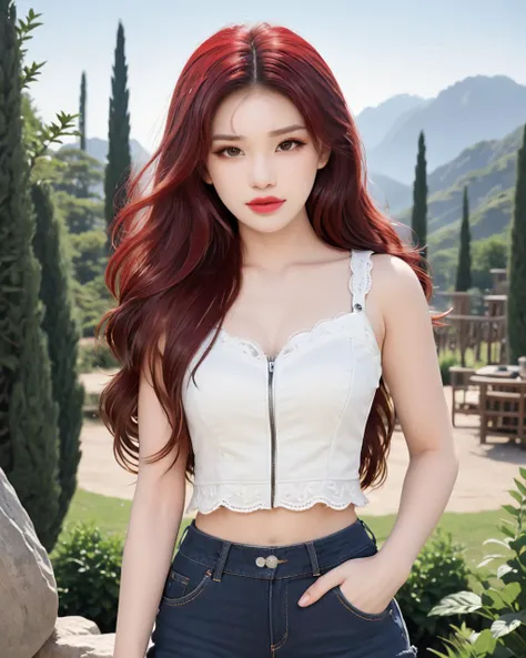 bangs, (sharpening, sharpening face):1.3, 1girl, solo, face viewer, looking at viewer, full body, cowboy shot, symmetry, no nipples, makeup, red lips, long hair, outdoors, wide hips, realistic, (masterpiece:1.2, best quality, absurd res, ultra detailed),happy, fantasy, 
<lora:SDXL lucia 000001:0.6>
<lora:SDXL lucia 000002:0.0>
<lora:SDXL lucia 2:0.0>
<lora:SDXL lucia 3:0.0>
<lora:Princess Lucia:0.0> 
 <lora:SDXL ç«¥è¯ç»æ¬-Arienå¥å¹»é£æ ¼_v1.0:1>