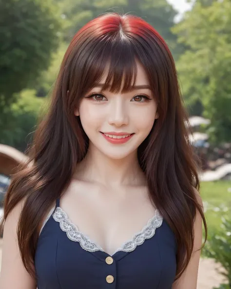 bangs, (sharpening, sharpening face):1.3, 1girl, solo, face viewer, looking at viewer, full body, cowboy shot, symmetry, no nipples, makeup, red lips, long hair, outdoors, wide hips, realistic, (masterpiece:1.2, best quality, absurd res, ultra detailed),  smile, rainbow,
sovietpunkai, A rainbow exploding with joy,
<lora:SDXL lucia 000001:0.6>
 <lora:a_rainbow_exploding_with_joy è§¦å A rainbow exploding with joy:1>