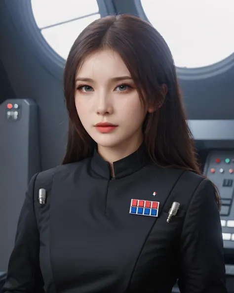 bangs, (sharpening, sharpening face):1.3, 1girl, solo, face viewer, looking at viewer, full body, cowboy shot, no nipples, makeup, red lips, long hair, realistic, (masterpiece:1.2, best quality, absurd res, ultra detailed), Galactic Empire Fleet, Jaguar, ship cockpit, huge portholes, galaxies, planets, the Milky Way, Imperial officer wearing a black uniform,fighting stance,
<lora:SDXL lucia 000001:0.7>
<lora:SDXL Imperial Officer 触å Imperial officer wearing a (color) uniform:0.8>
