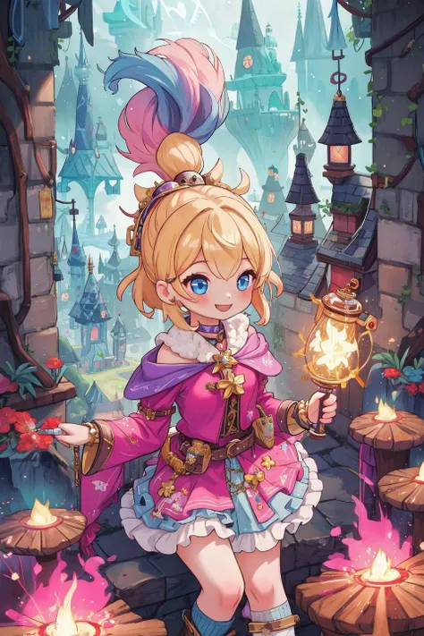 masterpiece,best quality,1girl,fantasy,magical,pop,punk,smile,illumination,energy