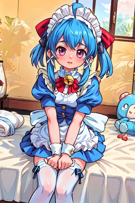 (masterpiece, best quality), 1girl, beautiful face, <lora:Nono_LoRA_AdamW_Dim64_Alpha32_5e-5_12batch_CosineAnnealingLR_NAI:1> Nono, 1girl, ahoge, maid headdress, hair ribbon, maid, maid apron, bowtie, bell, wrist cuffs, white thigh highs
