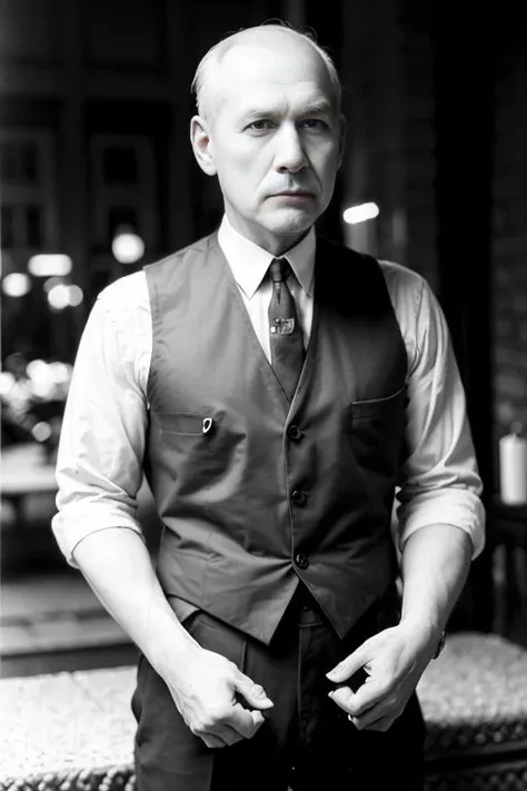 photo of a man ,(black_and_white_1920s_style:1.3),
good hand,4k, high-res, masterpiece, best quality, head:1.3,((Hasselblad photography)), finely detailed skin, sharp focus, (cinematic lighting), collarbone, night, soft lighting, dynamic angle, [:(detailed face:1.2):0.2],(((1920s city background))), outside,  <lora:black_and_white_1920s-10:0.7>