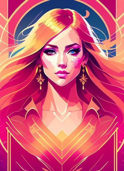 snthwve style nvinkpunk (symmetry:1.1) (portrait of floral:1.05) a woman as a beautiful goddess, (assassins creed style:0.8), pink and gold and opal color scheme, beautiful intricate filegrid facepaint, intricate, elegant, highly detailed, digital painting, artstation, concept art, smooth, sharp focus, illustration, art by greg rutkowski and alphonse mucha, 8k